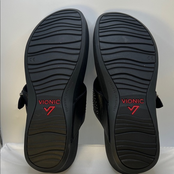 Vionic Black Studded Wedge Sandals-Women's-Size 9-Casual-Comfy-Vacation-Adjust - Picture 11 of 16